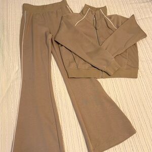 SPANX Tan Leisure Suit Set  w White Stripe